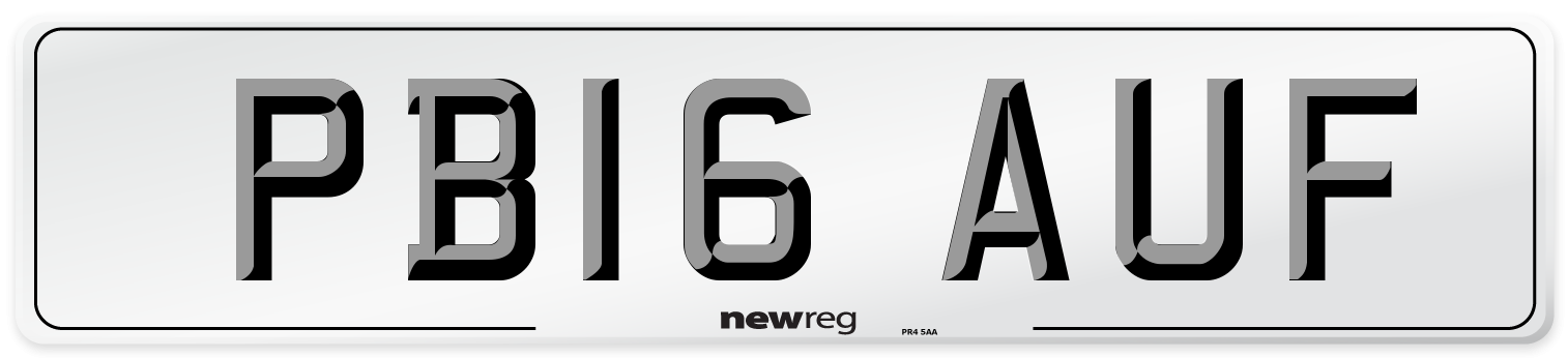PB16 AUF Number Plate from New Reg